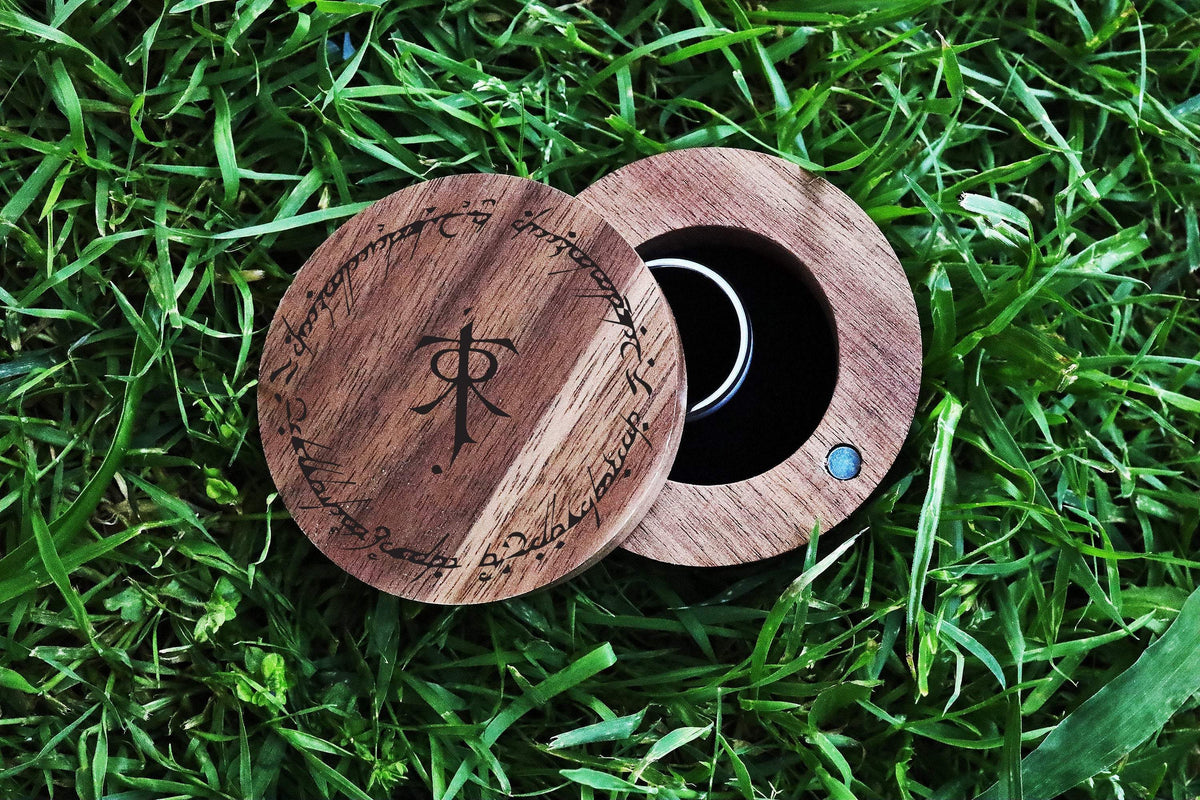 Elvish Wedding Ring Box, Elvish Fantasy Wood Engagement Box, Keepsake