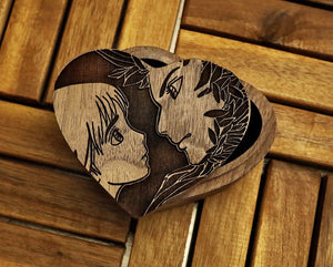 Open image in slideshow, Studio Ghibli Howls Moving Castle Wedding Ring Box, Wood Engagement Ring Box, Spirited Away Box
