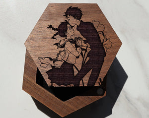 Open image in slideshow, Studio Ghibli Howls Poppy Hill Wedding Ring Box, Wood Engagement Ring Box, Spirited Away Box
