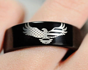 everaftercreative Ring American Flag Wedding Band, Military Wedding Ring, American Flag for Men, American Eagle Ring