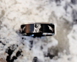 Open image in slideshow, everaftercreative Ring Batman Joker Wedding Band, Batman Logo Ring, The Joker Engagement Ring

