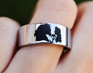 Open image in slideshow, everaftercreative Ring Beauty and the Beast Engagement Ring, Disney Wedding Band, Disney Ring, Bella and Beast Wedding Ring
