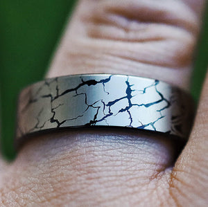 everaftercreative Ring Black Inverted Shattered Black Mosaic Wedding Band, Engagement Ring, Pattern Ring for Men or Women