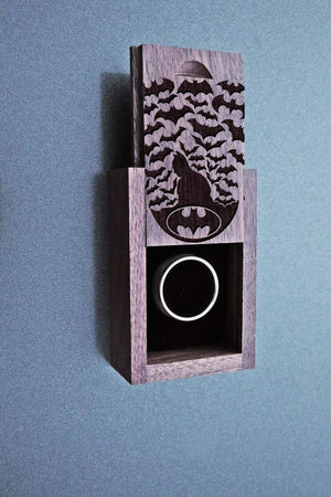 everaftercreative Ring Box Batman Wedding Ring Box, Superhero Dark Knight Ring Holder, Jewelry Box, Superhero Wood Ring Box.