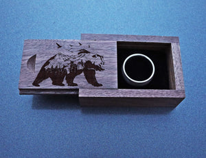 Open image in slideshow, everaftercreative Ring Box Bear Landscape Ring Box, Bear Outdoors Wedding Ring Box, Animal Jewelry Box, Bear Wood Ring Box

