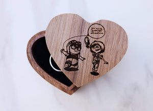 Open image in slideshow, everaftercreative Ring Box Carl and Ellie Wood Wedding Ring Box, Disney Up Movie Box, You Are My Greatest Adventure Box.
