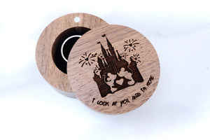 everaftercreative Ring Box Disney Wedding Ring Box, Mickey and Minnie Mouse Engagement Wood Ring Box, Disney Castle Jewelry Box.