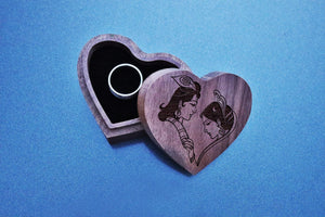 everaftercreative Ring Box Indian Symbolism Engagement Wedding Wood Ring Box, Indian Ring Box, Indian Gift Jewelry Box.