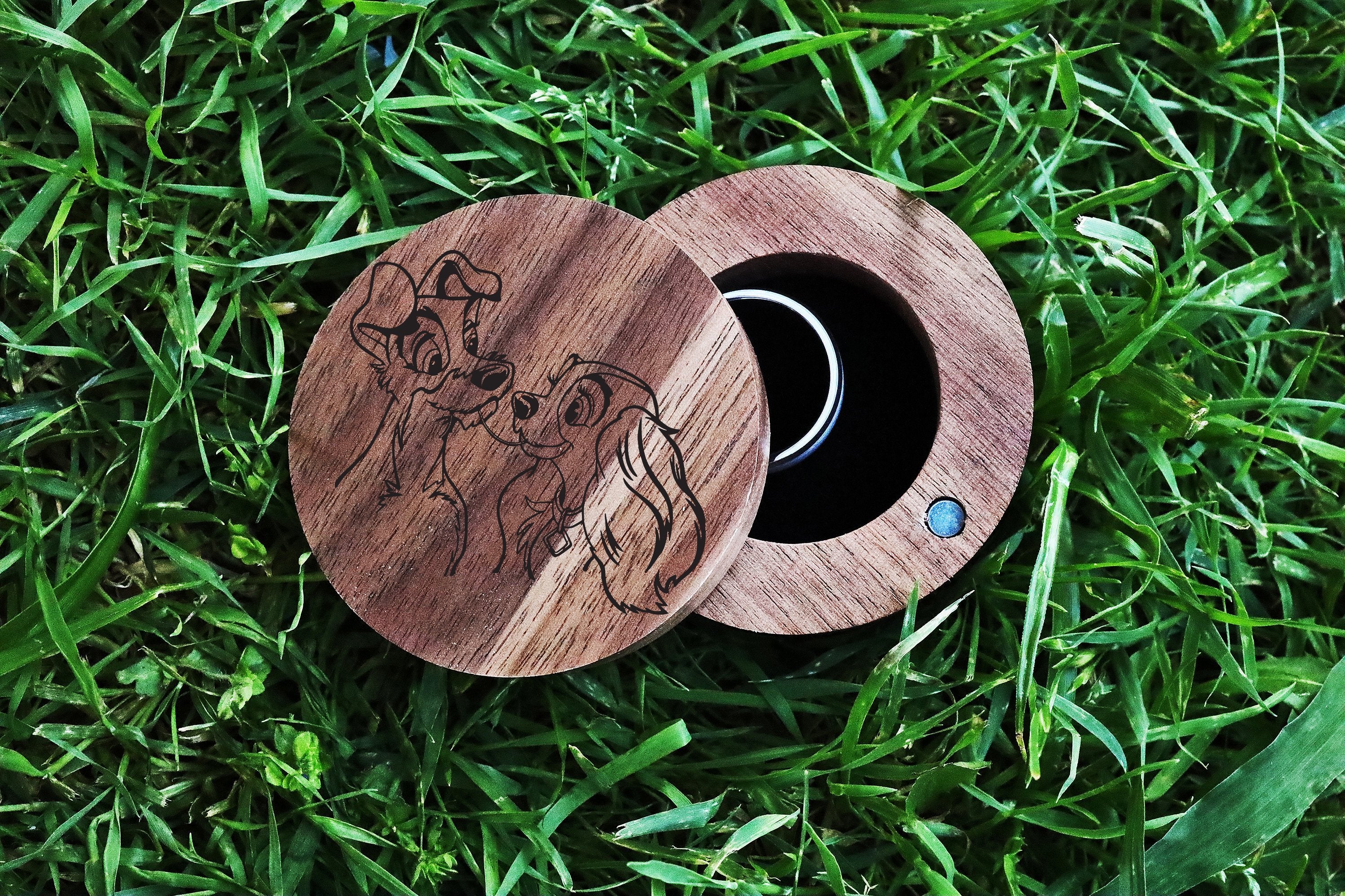 Lady and the Tramp Wooden Ring Box, Disney Jewelry Box Holder