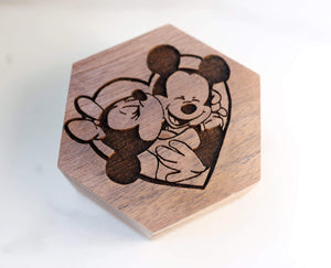 everaftercreative Ring Box Mickey and Minnie Mouse Engagement Wedding Wood Ring Box, Mickey Mouse Ring Box.