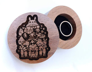 Open image in slideshow, everaftercreative Ring Box Studio Ghibli Totoro Wedding Ring Box, Totoro Wood Engagement Ring Box, Totoro Jewelry Box.
