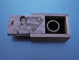 Open image in slideshow, everaftercreative Ring Box Super hero Engagement Ring Box, Man of Steel Wedding Ring Box, Comic Hero Super hero Ring Box
