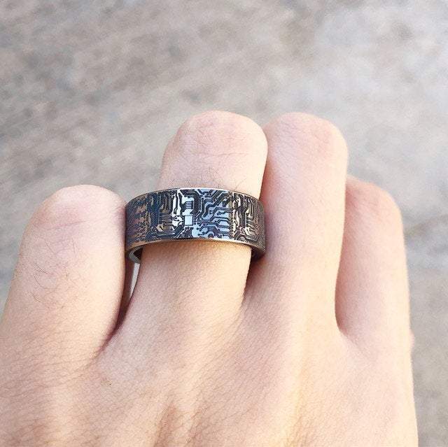 Computer Rings For Men Circuit Board Ring for Men, Computer Wedding Ring, Circuit Board Weddi