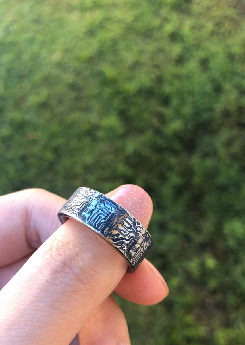 Computer Rings For Men Circuit Board Ring for Men, Computer Wedding Ring, Circuit Board Weddi