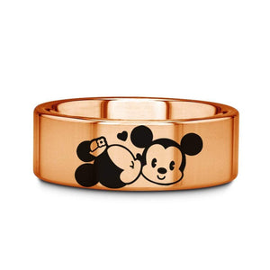 Open image in slideshow, everaftercreative Ring Cute Mickey and Minnie Mouse Wedding Band, Disney Rose Gold Ring, Mickey Minnie Wedding Ring
