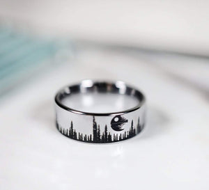 Open image in slideshow, everaftercreative Ring Death Star Ring, Death Star Promise Ring, Death Star Wedding Band, Star Wars Death Star Ring.
