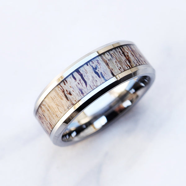 Deer antler mens 2025 wedding band