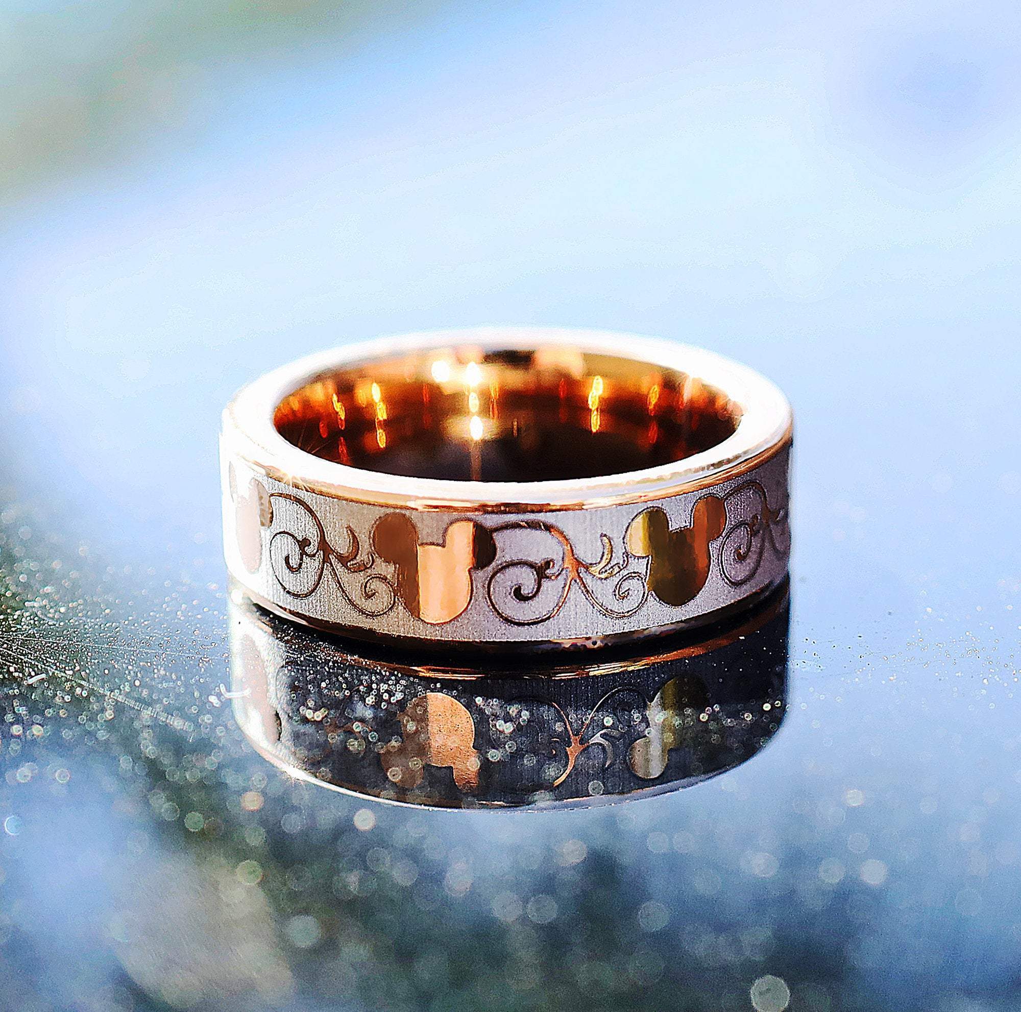Disney Filigree Baroque Wedding Band, Mickey and Minnie Engagement Rin Disney Filigree Baroque Wedding Band, Mickey and Minnie Engagement Rin