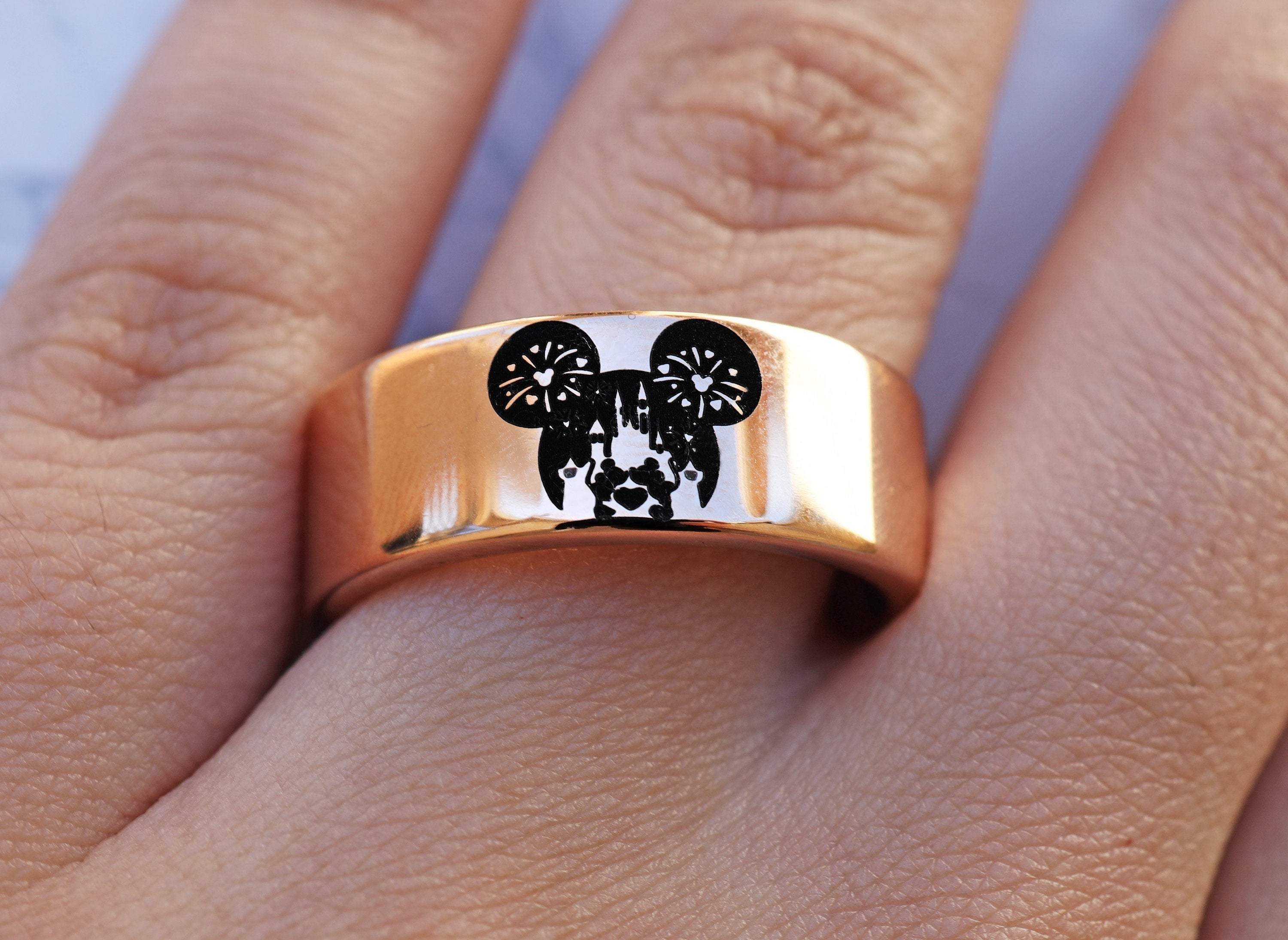 Disney Promise Ring, Mickey and Minnie Wedding Band, Mickey Wedding Ri