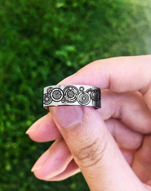 Open image in slideshow, everaftercreative Ring Doctor Who Wedding Ring, Together Forever Through Time and Space Ring, Gallifreyan Ring.
