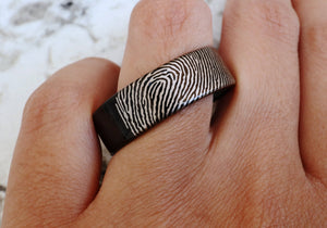 Open image in slideshow, everaftercreative Ring Fingerprint Wedding Band, Handwritten Engagement Ring, Fingerprint Ring for Men, Newlywed Gift
