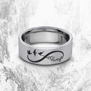 Open image in slideshow, everaftercreative Ring Infinity Wedding Ring, Bird Ring, Swallow Dove Wedding Ring, Always Promise Ring, Anchor Ring
