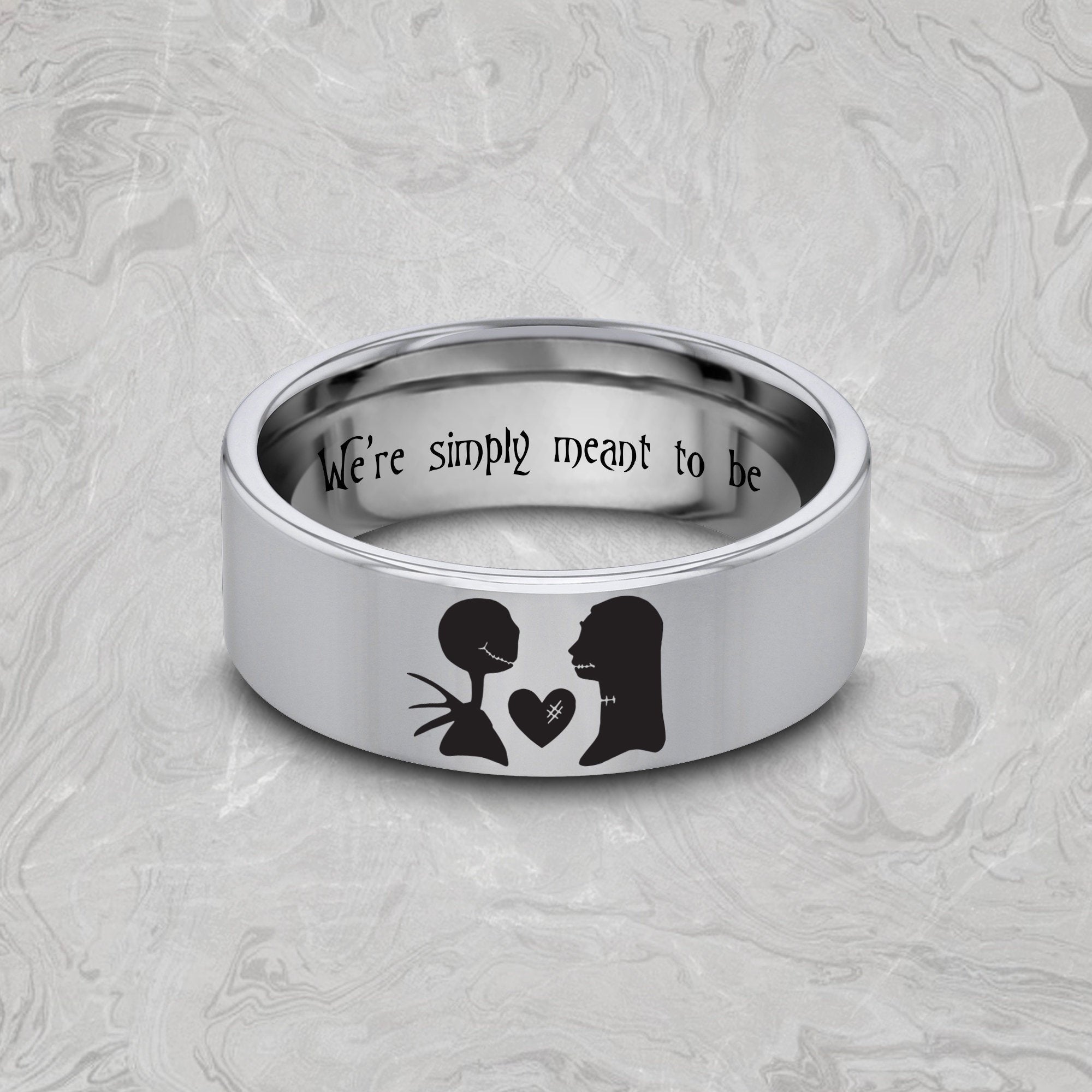 Jack and Sally Wedding Ring, Jack Skellington Jewelry Gift, Jack and S