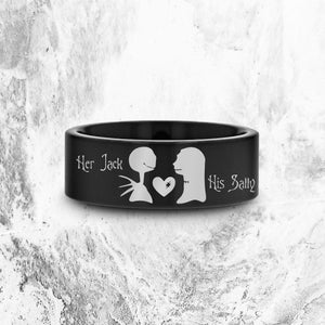 Open image in slideshow, everaftercreative Ring Jack Skellington Jewelry, Nightmare Before Christmas, Jack And Sally Wedding Band
