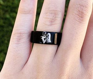 Open image in slideshow, everaftercreative Ring Jack Skellington Ring, Nightmare Before Christmas Engagement Wedding Ring Man.
