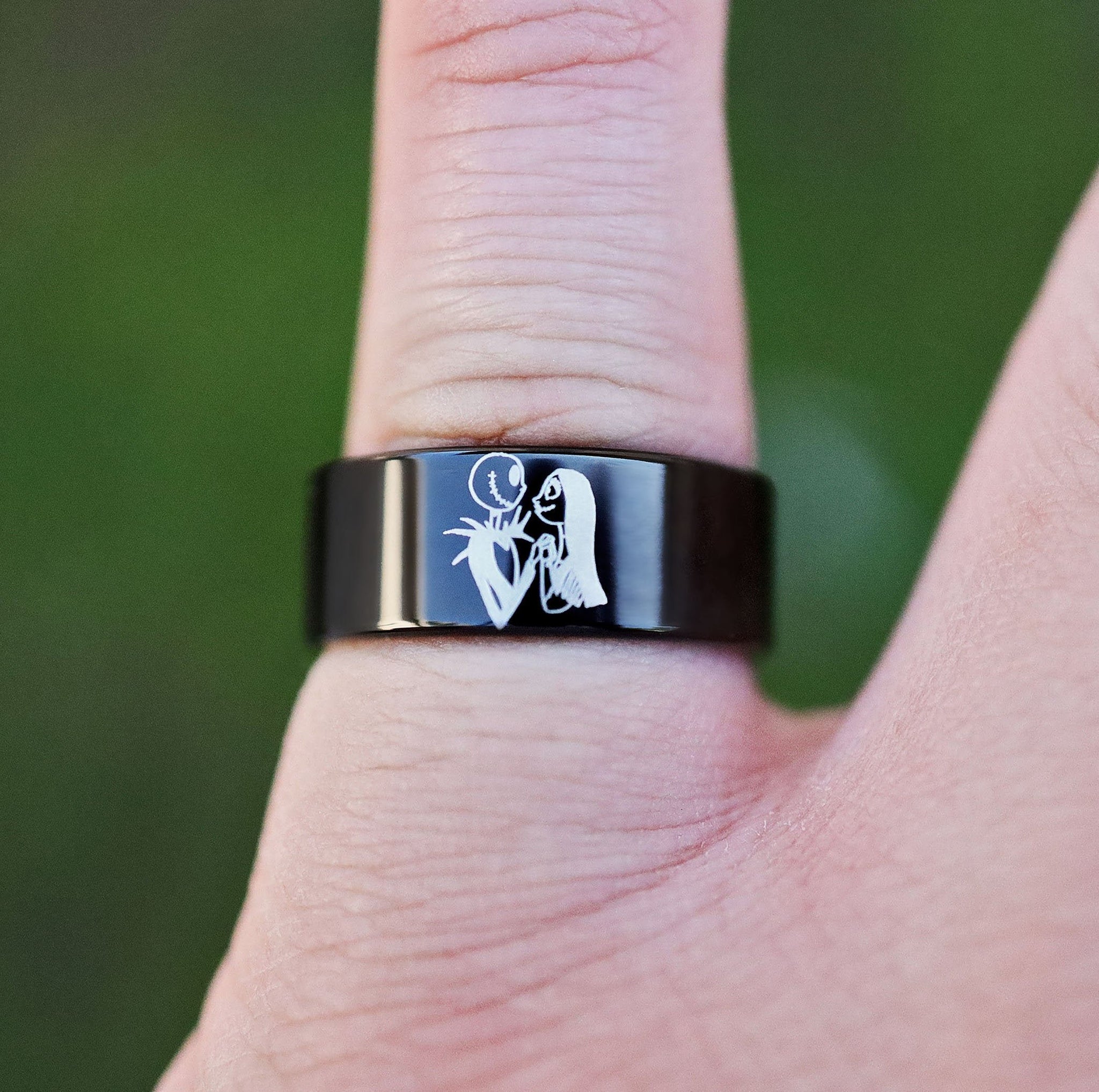 Jack Sally Wedding Band Her Jack His Sally Engagement Wedding Ring Nightmare Before Christmas Jack Skellington hot We're Simply Meant To Be Ring