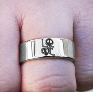 Open image in slideshow, everaftercreative Ring Jack Skellington Ring, Nightmare Before Christmas Engagement Wedding Ring Man, Promise Ring
