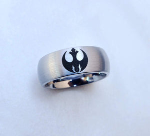 Open image in slideshow, everaftercreative Ring Jedi Order Rebel Alliance Wedding Band, Princess Leia Han Solo Engagement Ring, Star Wars Jewelry
