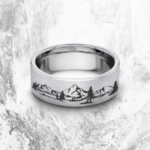 Open image in slideshow, everaftercreative Ring Mountain Ring, Mountain Wedding Ring, Adventure Hiking Ring, Outdoors Engagement Ring
