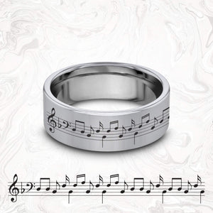 Open image in slideshow, everaftercreative Ring Music Note Wedding Band, Music Note Ring, Music Treble Clef Engagement Ring, Musical Notes Jewelry.
