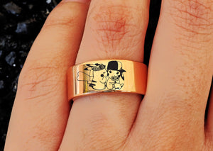 everaftercreative Ring Pokemon Ring, Ash and Pikachu Ring, Pokemon Engraved Ring, Pokemon Ring, Pokemon Wedding Band.
