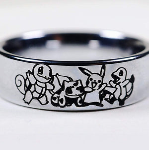 Open image in slideshow, everaftercreative Ring Pokemon Wedding Ring, Pokemon Wedding Band, Bulbasaur, Charmander, Pikachu, Squirtle

