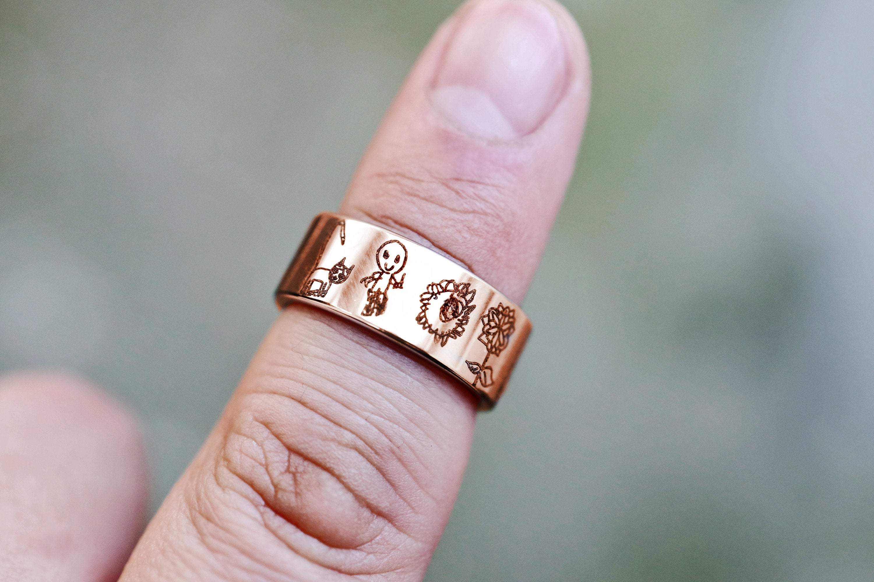 Real Kids Drawing Ring, Childs Drawing Ring, Custom Childrens Ring, Ki
