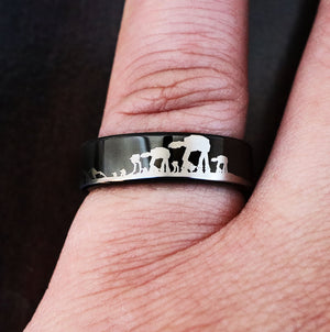 Open image in slideshow, everaftercreative Ring Star Wars Hoth Battle Scene, Darth Vader, Princess Leia Han Solo Engagement Ring Rebel Alliance Ring
