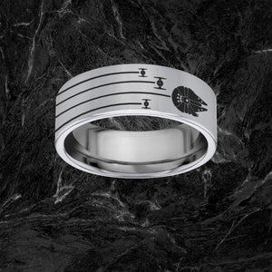 everaftercreative Ring Star Wars Millenium Falcon Tie Fighters Millenium Wedding Band, Princess Leia, Darth Vader Ring