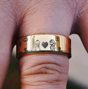 Open image in slideshow, everaftercreative Ring Super Mario Gold Ring, Gold Mario Ring, Gold Super Mario Ring, Mario and Peach Ring
