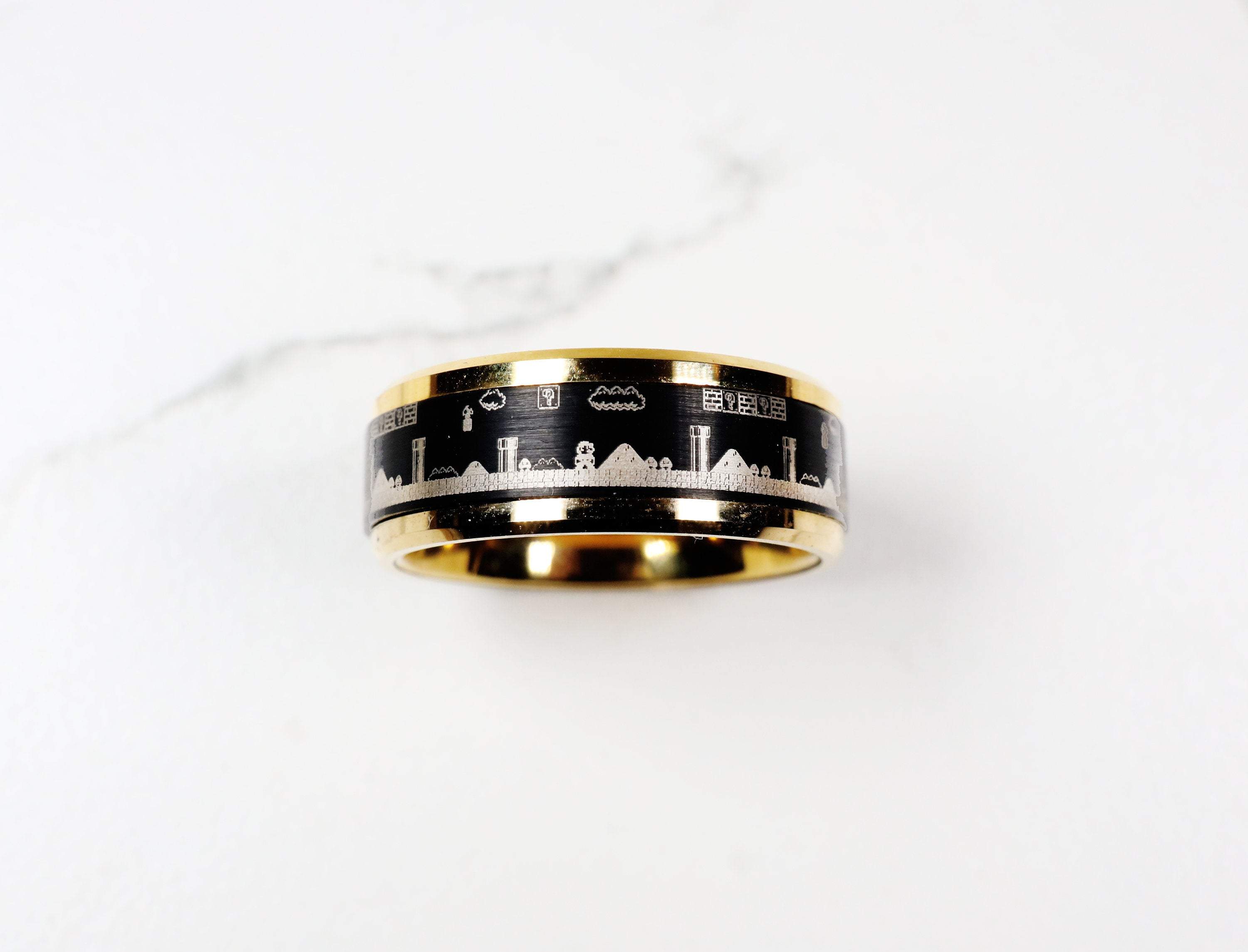 Super Mario Video Game Wedding Ring, Super Mario Wedding Band, Super M