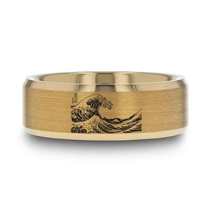 Open image in slideshow, everaftercreative Ring The Great Wave off Kanagawa, Kanagawa Beach Wave Gold Wedding Band, Waves Engagement Wedding Ring.
