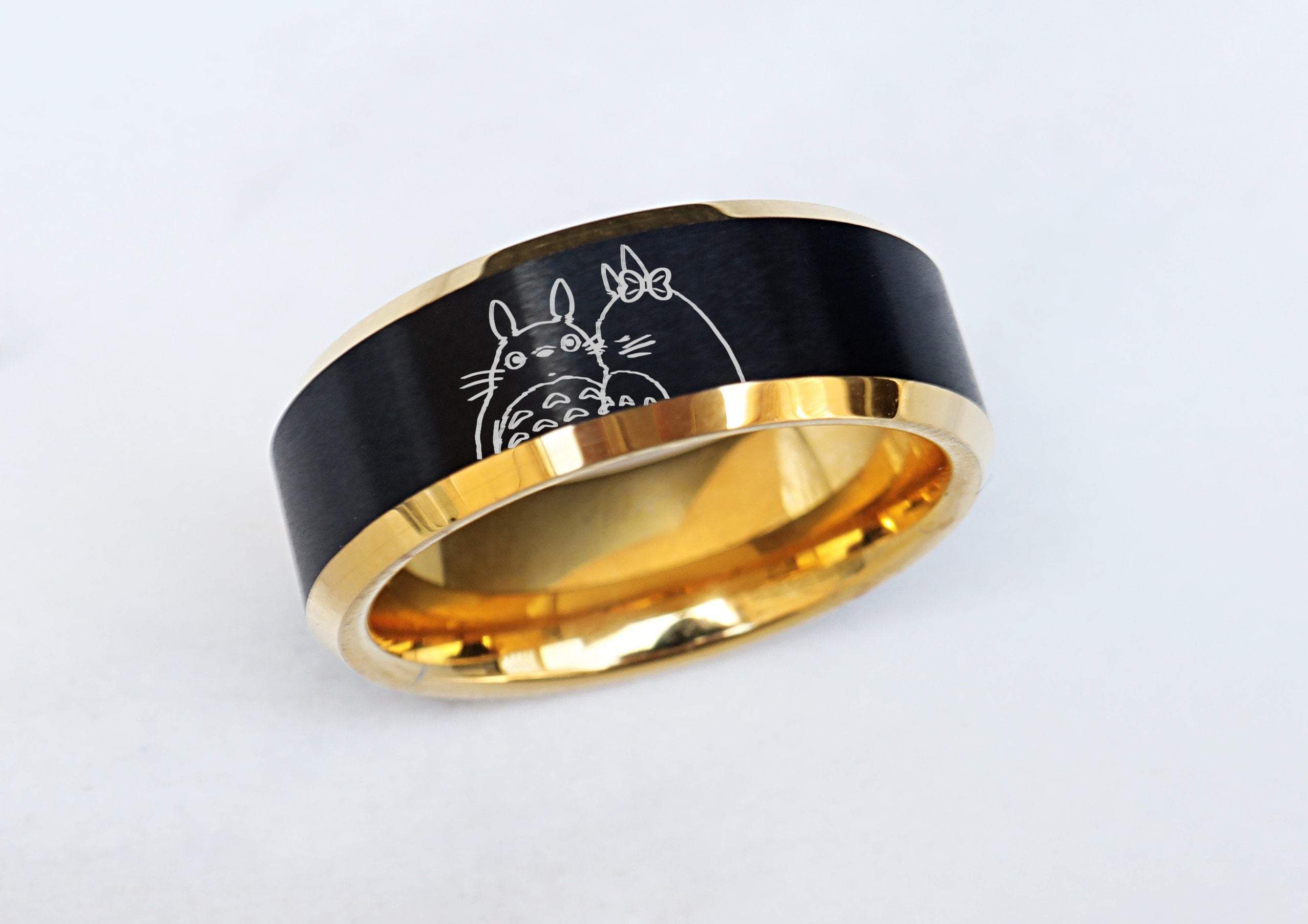 Totoro Love Wedding Ring, Studio Ghibli Wedding Band, Anime Kawaii Eng