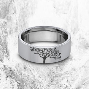 Open image in slideshow, everaftercreative Ring Tree Wedding Band, Nature Ring, Forest Wedding Ring, Tree Nature Jewelry, Mountain Adventure Ring
