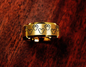 Yellow Gold Plated Disney Matching Promise Ring, Disney Wedding Band,