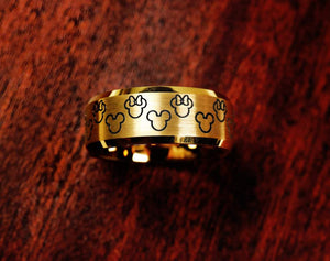 Open image in slideshow, Ring - Yellow Gold Plated Disney Matching Promise Ring, Disney Wedding Band, Mickey Minnie Wedding Band
