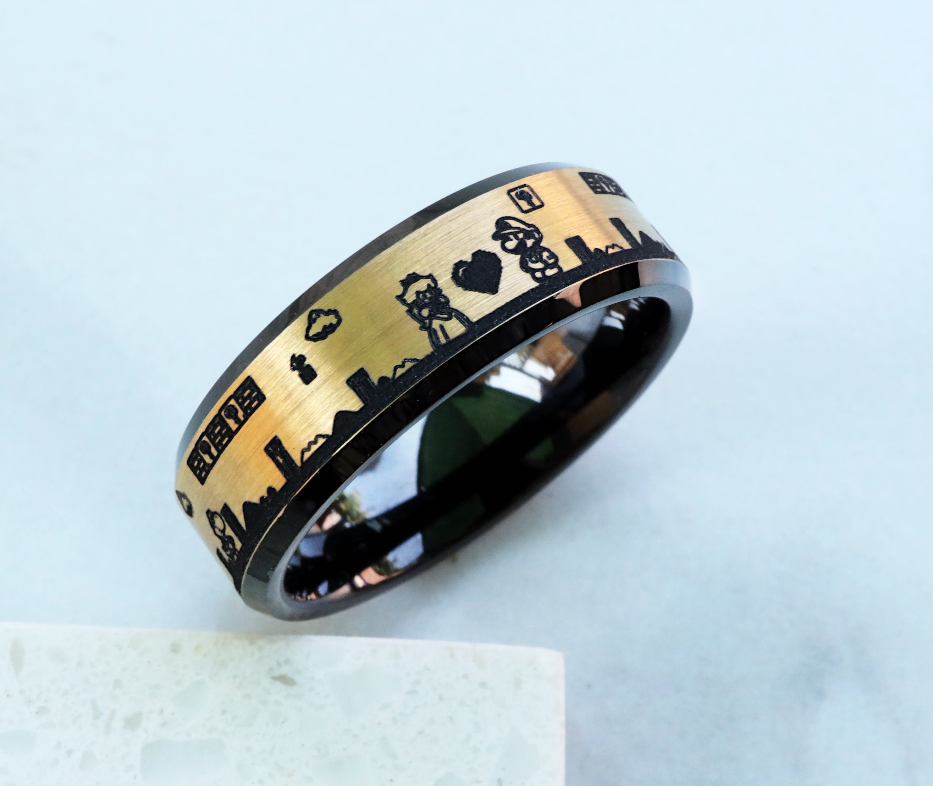 Mario Numbers Gold Rings Mario wedding band | Honestweddingadvice.com