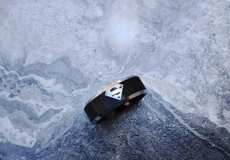Superman Rig Superman Ring, Superhero Wedding Band, Superman Jewelry